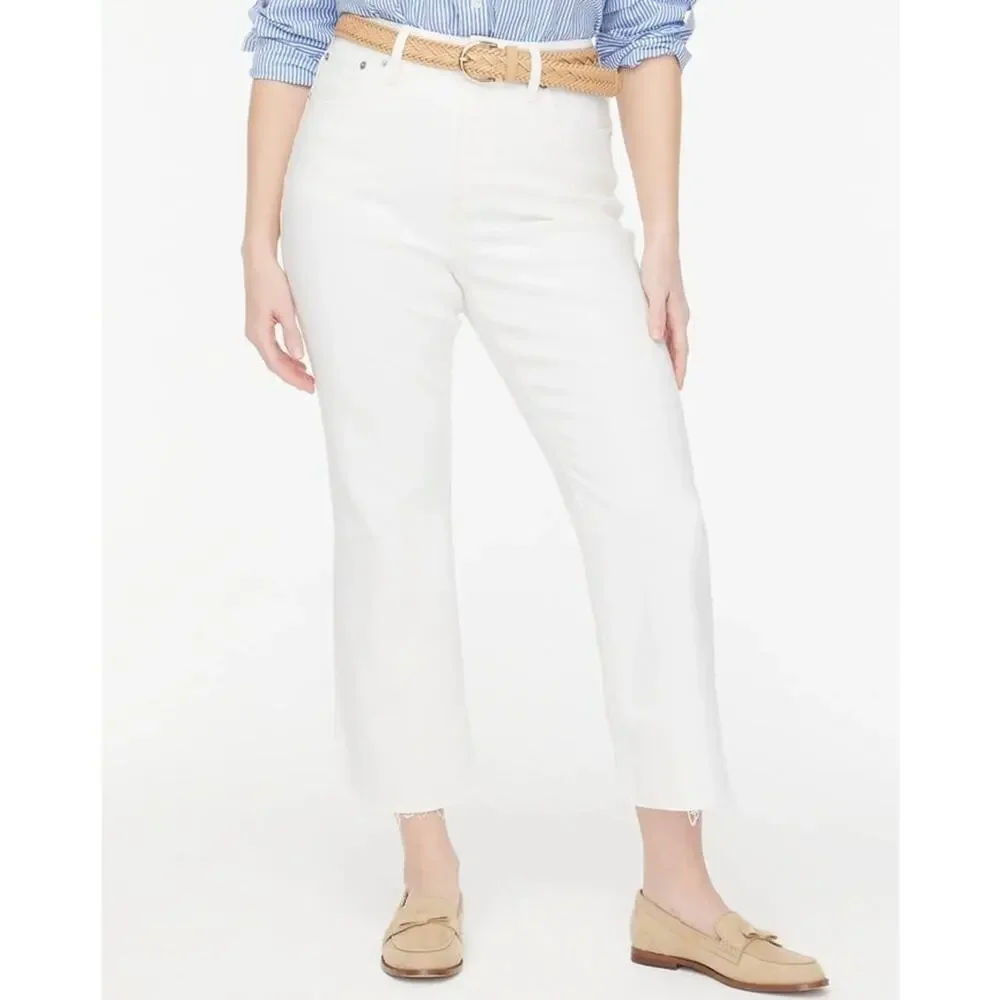 J.Crew Jeans WMNS 27 White Curvy Mid Rise Flare Crop Stretch Cotton Clean Girl